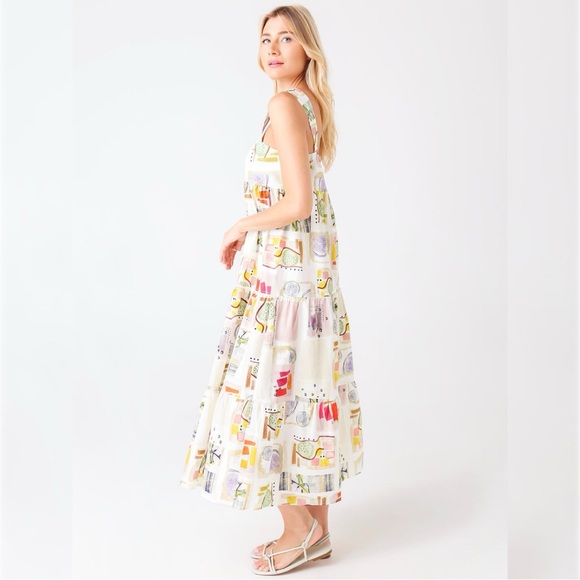 Hunter Bell Poppy Maxi Dress XS Cotton Abstract Print Resort Vacation Coastal - Picture 3 of 12